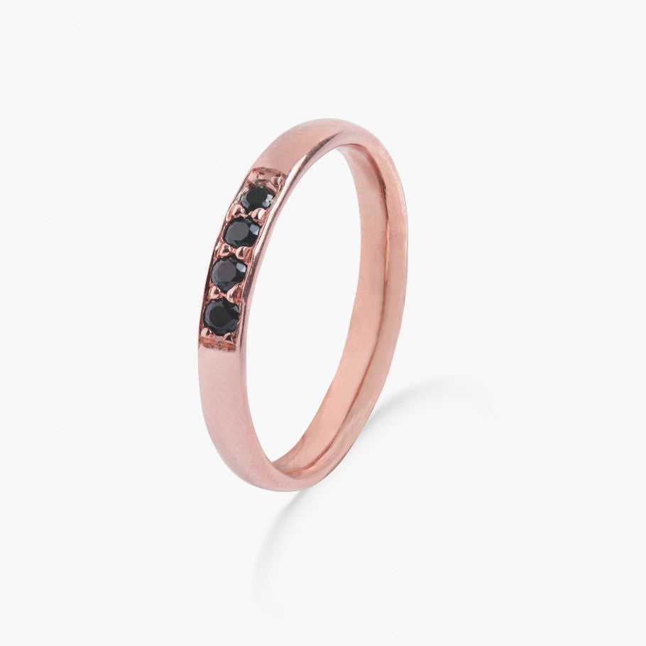 ANEL EM PRATA BANHADO A OURO ROSA 18 KT E ÔNIX