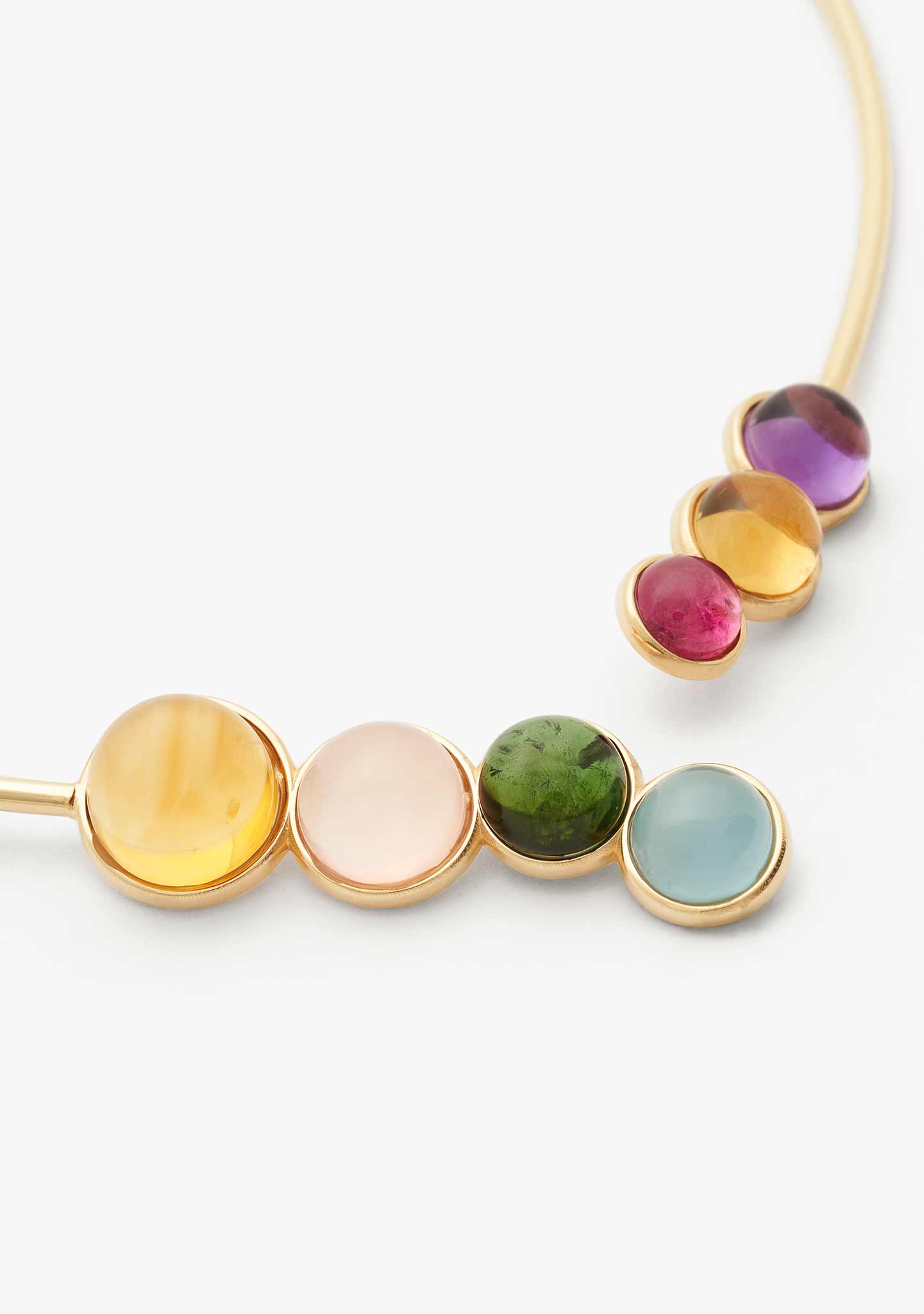 COLAR EM PRATA BANHADO A OURO 18KT COM TURMALINA AMETISTA CITRINO C.ROSA E ÁGUA MARINHA