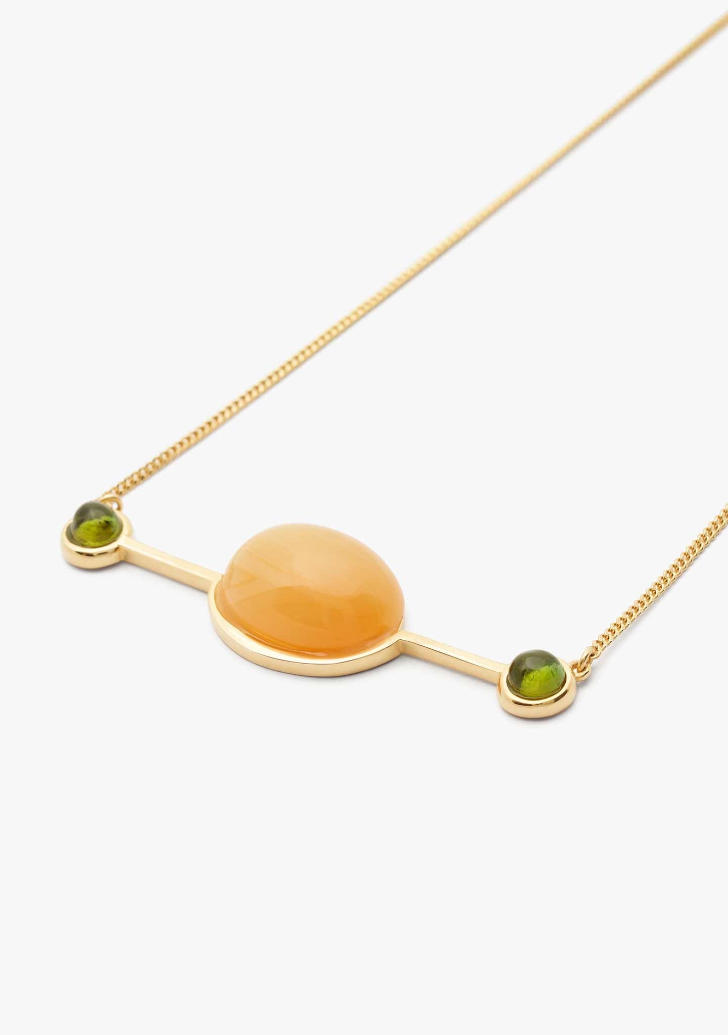 COLAR EM PRATA BANHADO A OURO AMARELO 18KT COM TURMALINA E CARNALINA