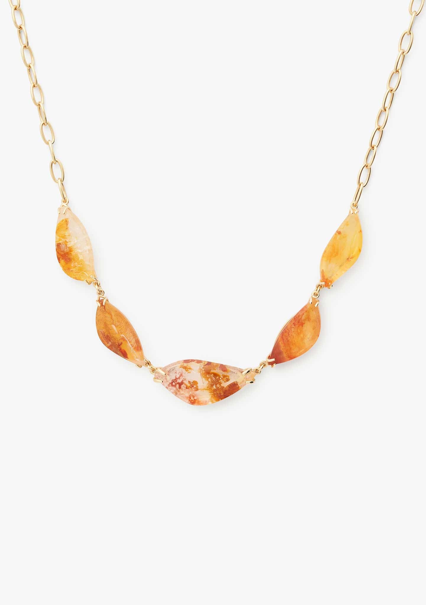 COLAR EM PRATA BANHADO A OURO AMARELO 18 KT COM PEDRAS DE QUARTZO HEMATOIDE