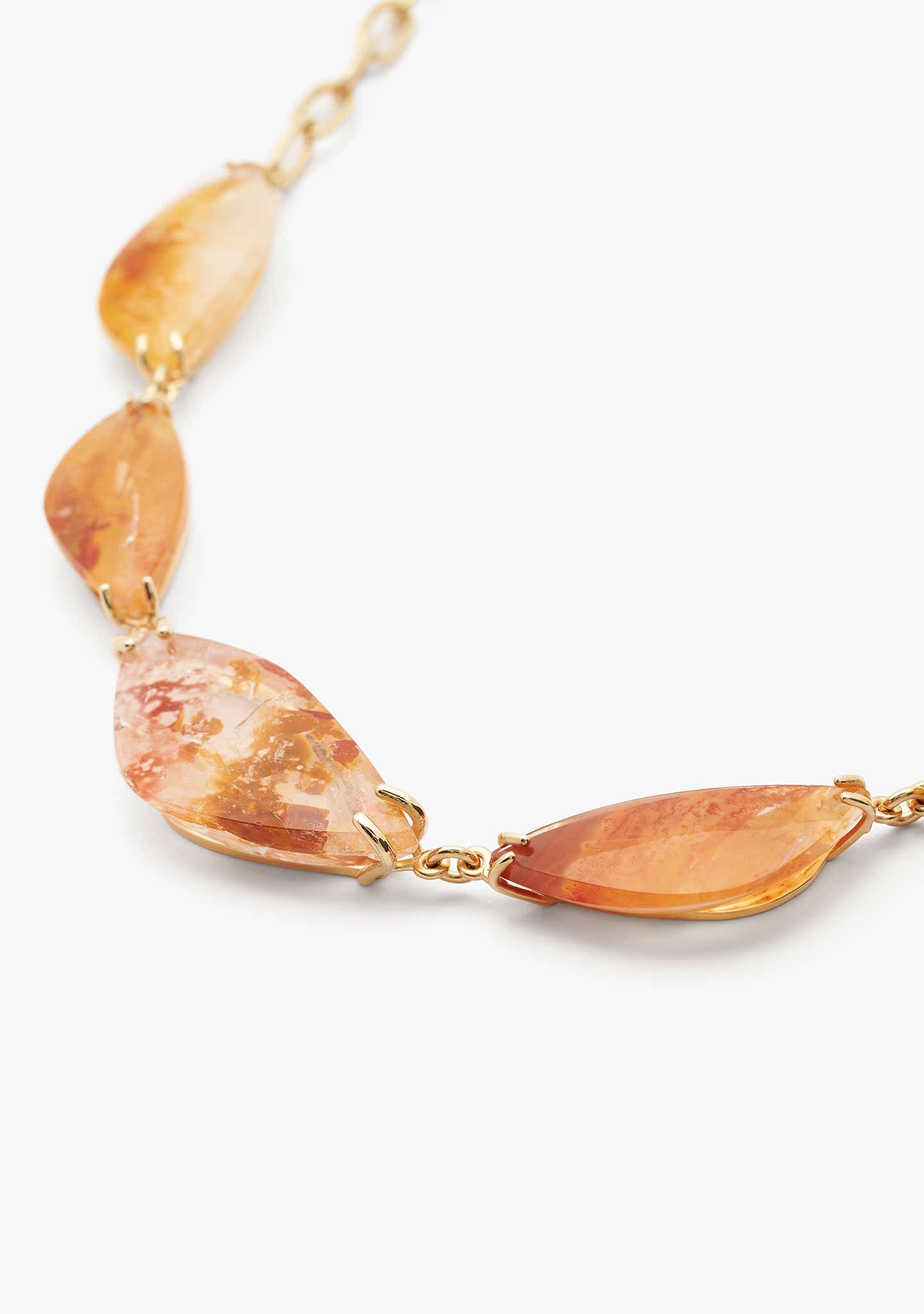 COLAR EM PRATA BANHADO A OURO AMARELO 18 KT COM PEDRAS DE QUARTZO HEMATOIDE