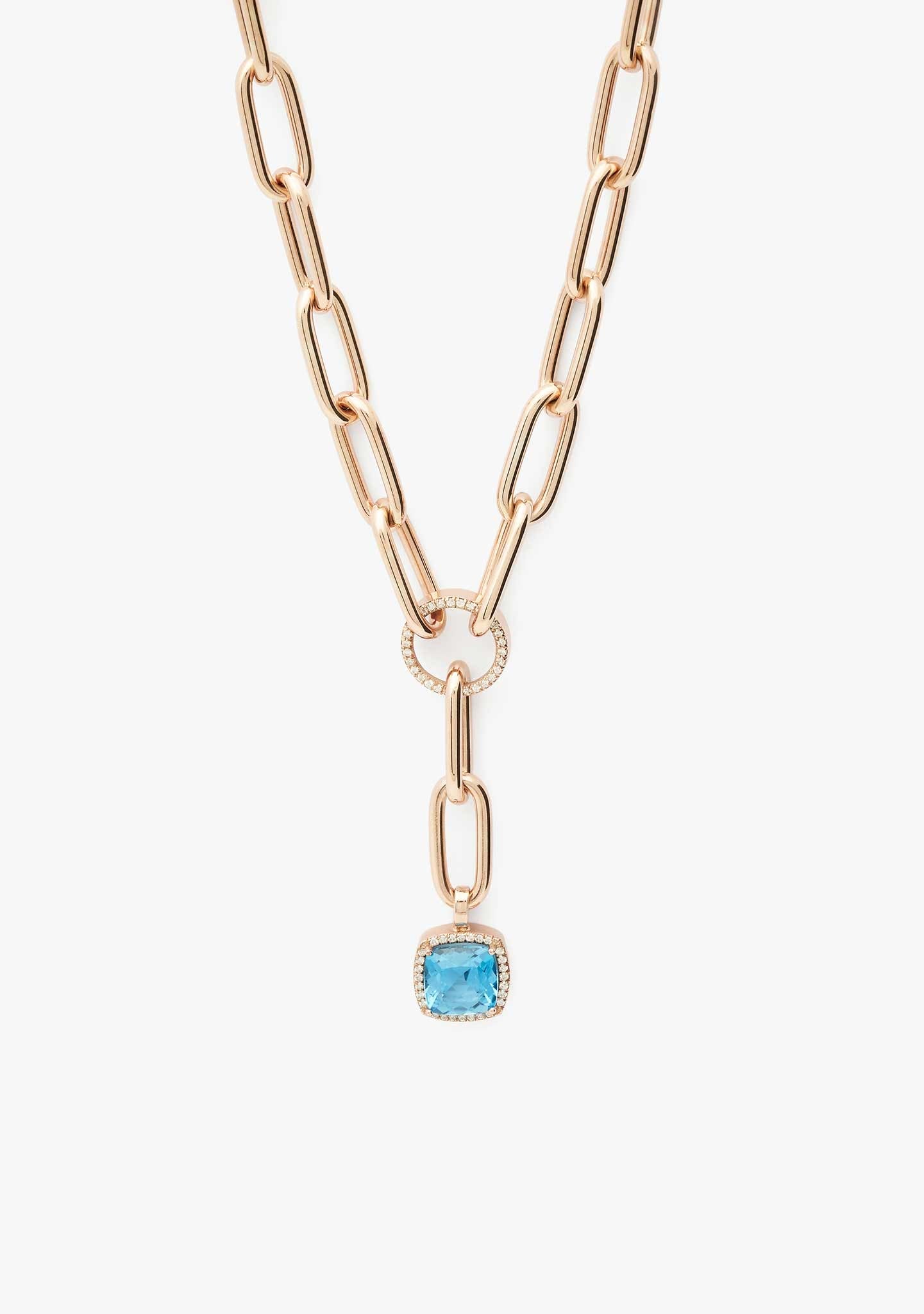 COLAR ÍCON EM PRATA BANHADO A OURO ROSA 18 KT COM TOPÁZIO