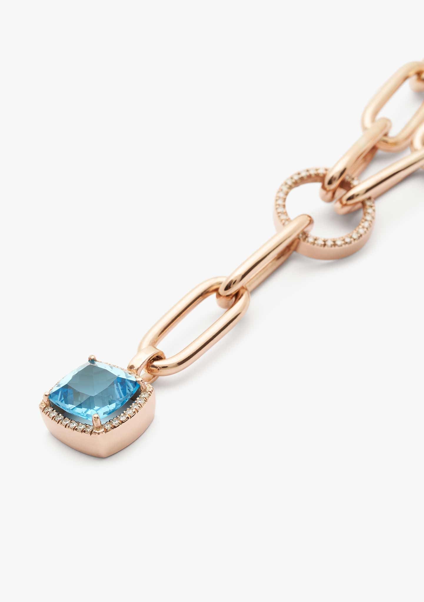 COLAR ÍCON EM PRATA BANHADO A OURO ROSA 18 KT COM TOPÁZIO