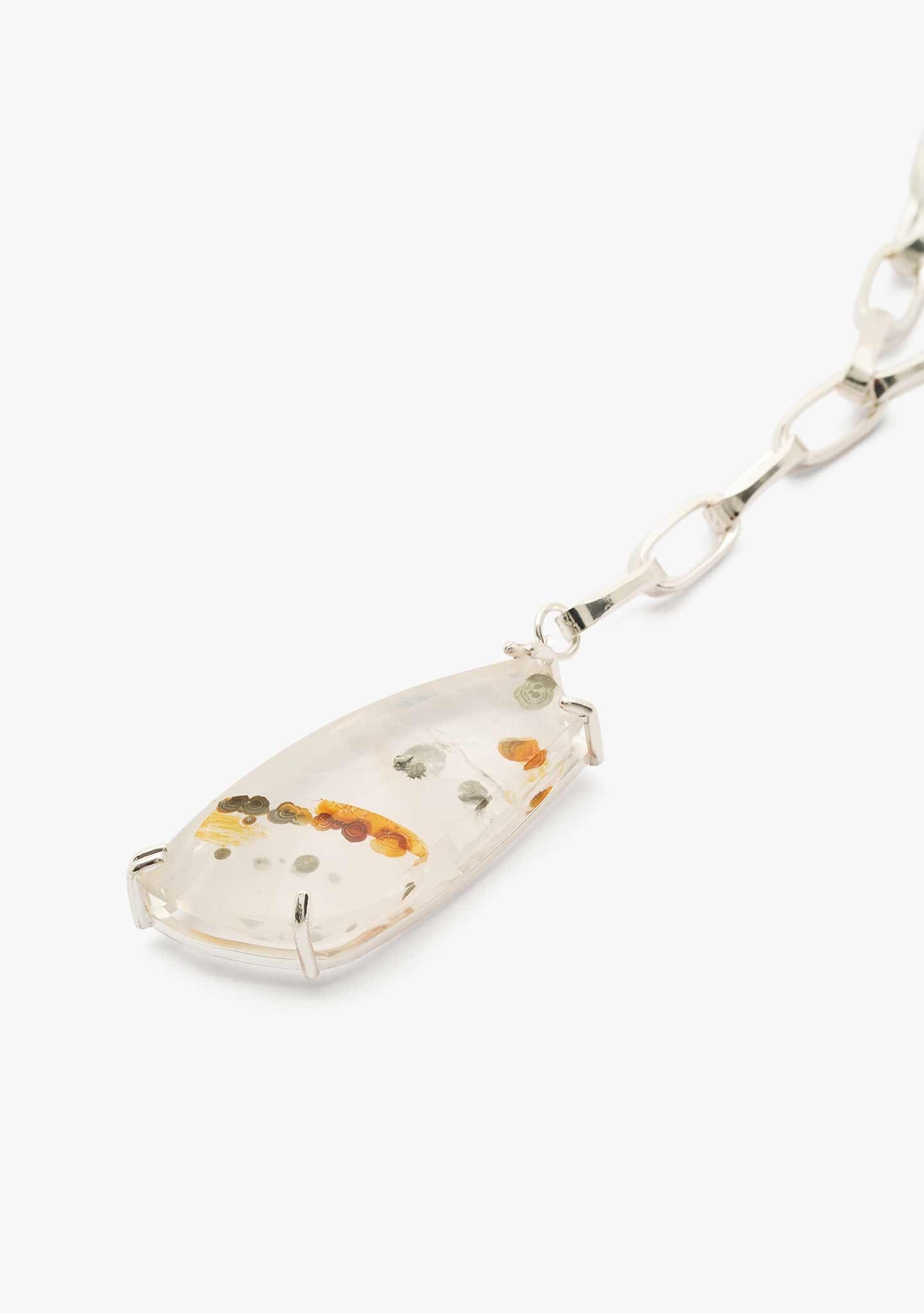 COLAR DUPLO EM PRATA COM PEDRA QUARTZO PIRITA