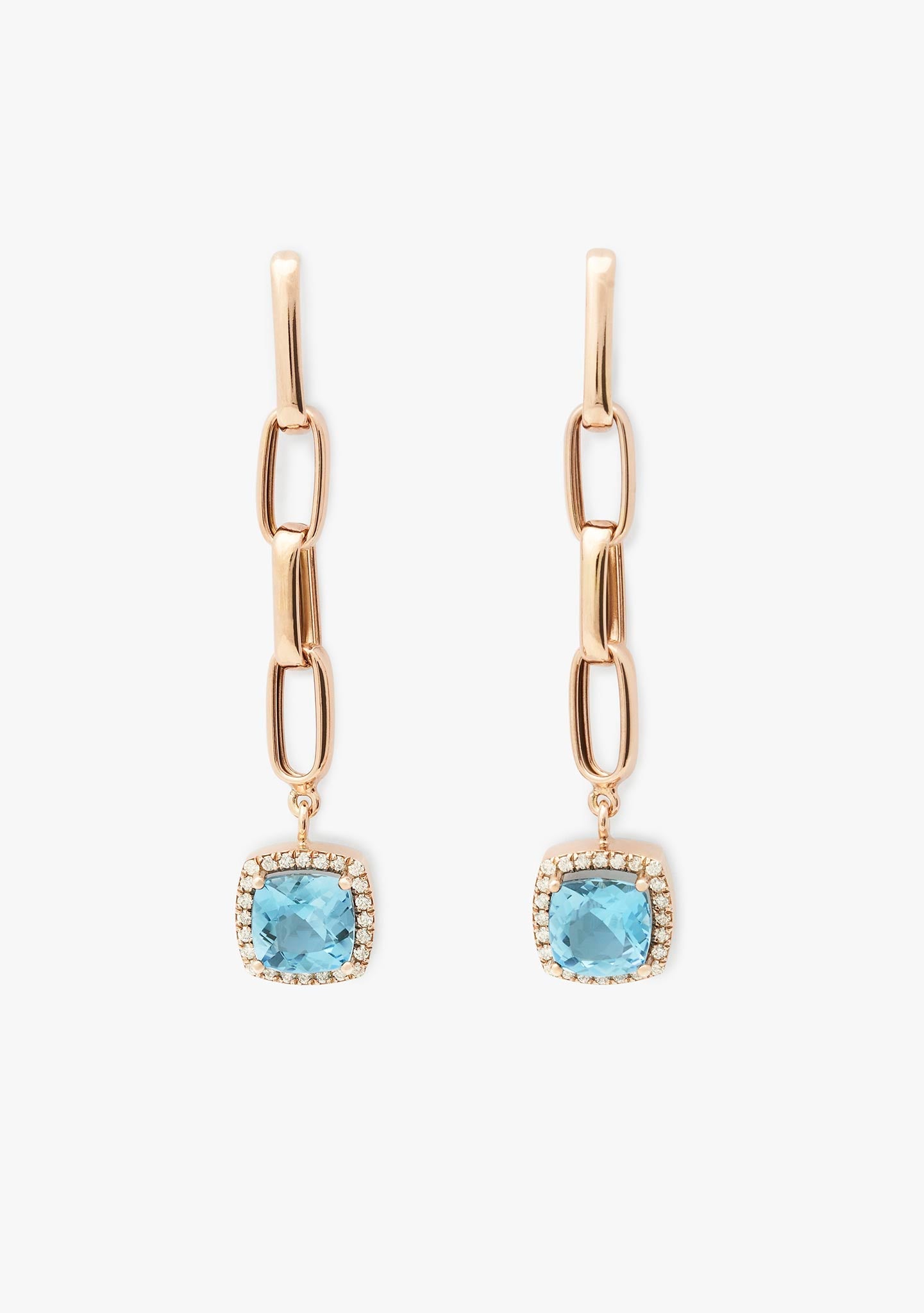 BRINCOS ÍCON EM PRATA BANHADO A OURO ROSA 18KT COM TOPÁZIO