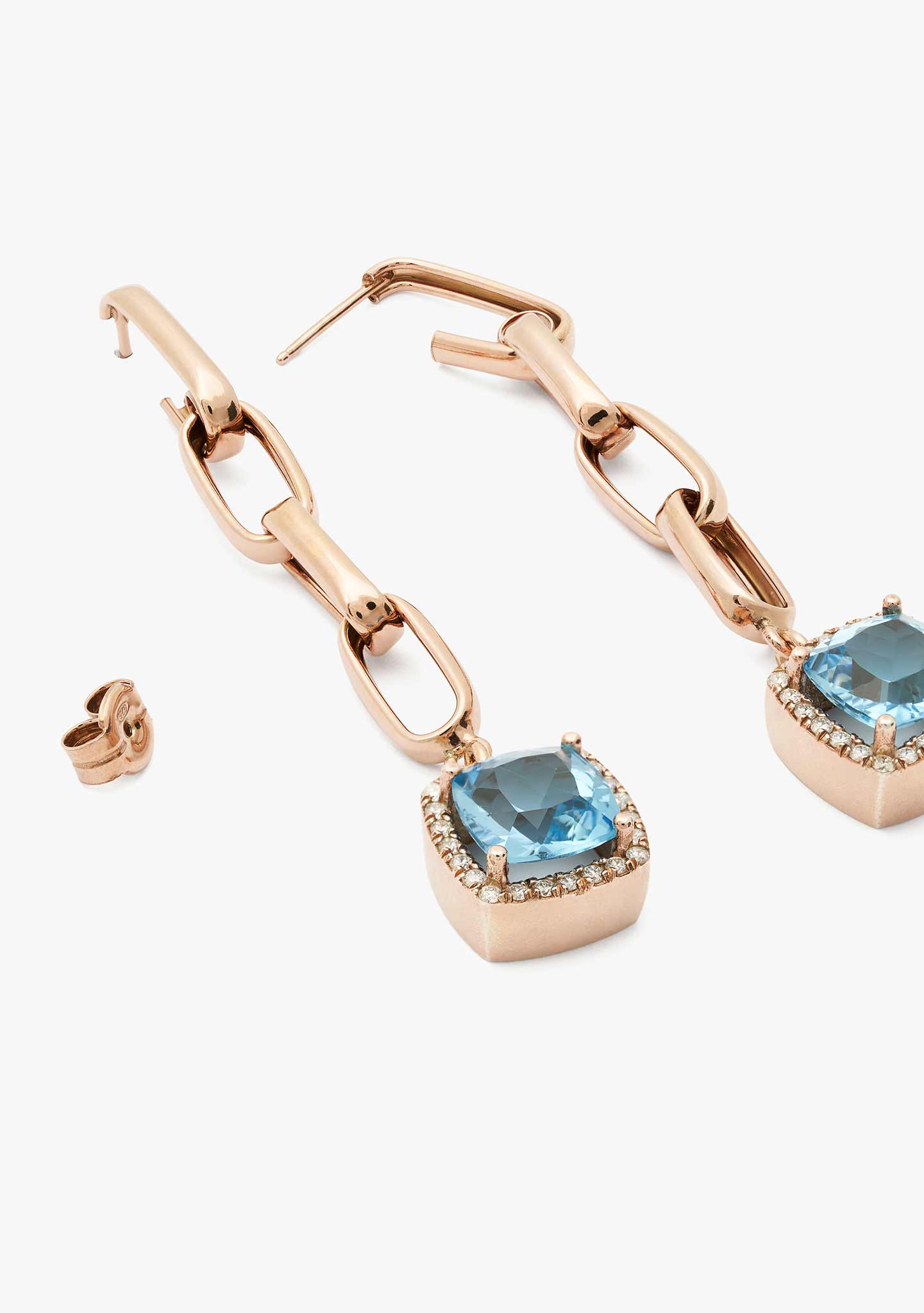 BRINCOS ÍCON EM PRATA BANHADO A OURO ROSA 18KT COM TOPÁZIO