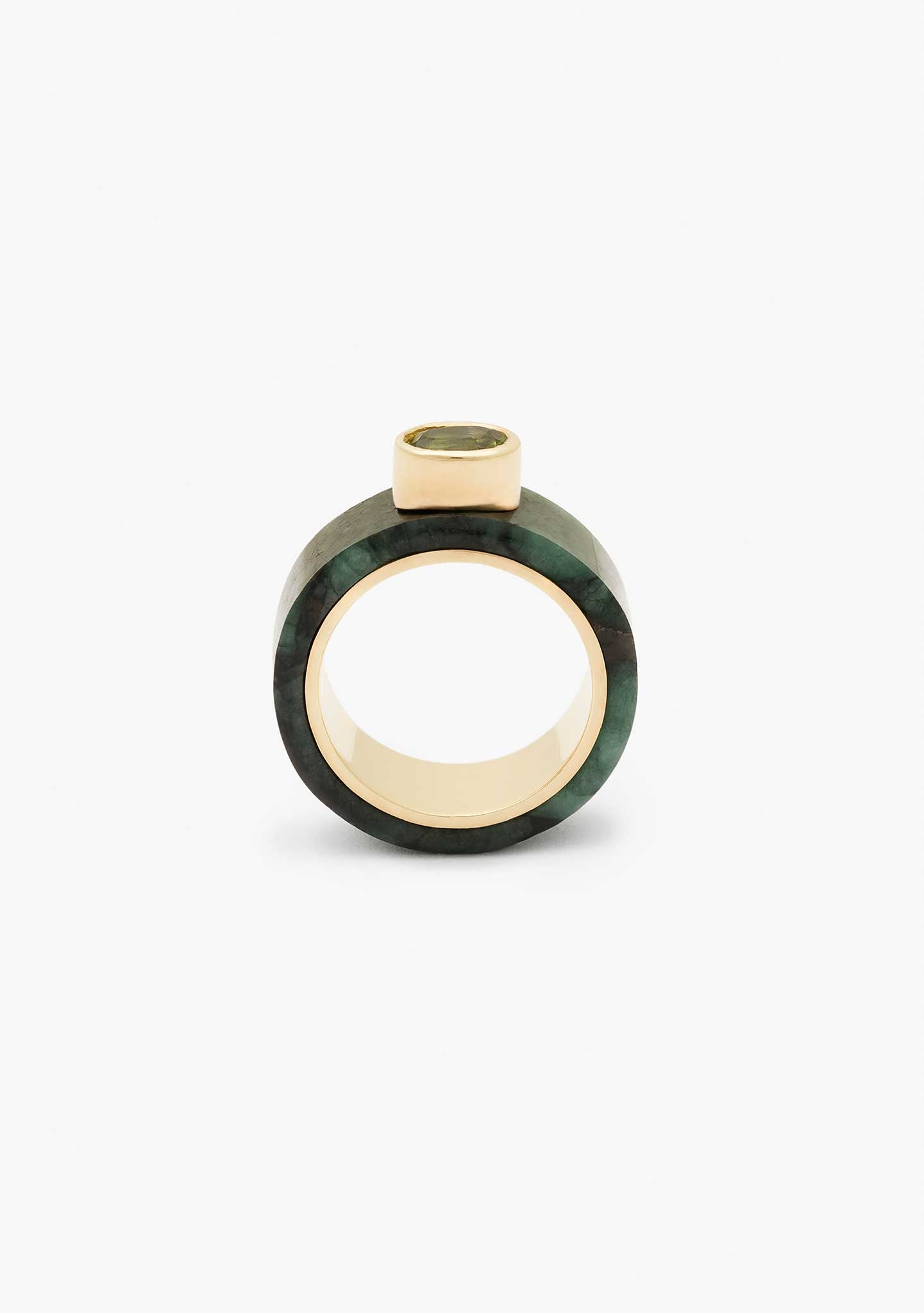 ANEL DE PRATA ROC VERDE BANHADO EM OURO AMARELO 18KT