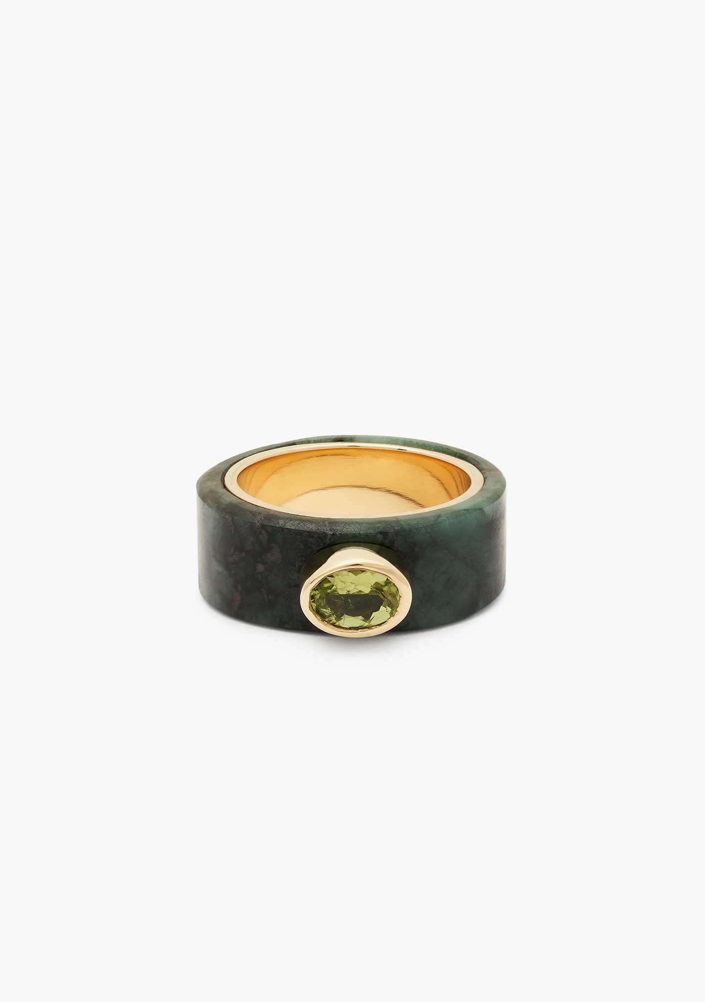 ANEL DE PRATA ROC VERDE BANHADO EM OURO AMARELO 18KT