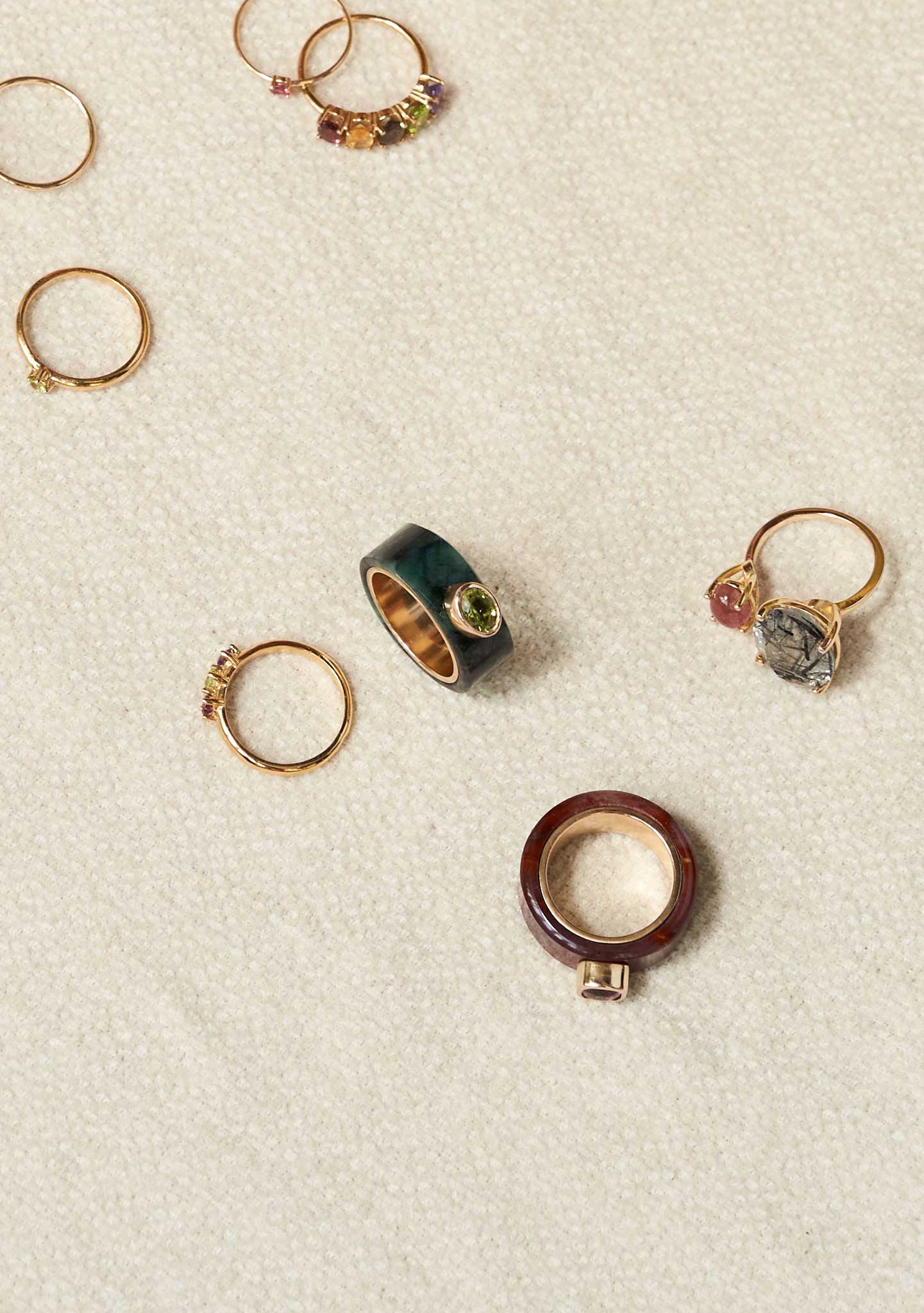 ANEL DE PRATA ROC VERDE BANHADO EM OURO AMARELO 18KT