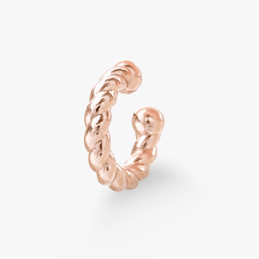 EAR CUFF TRANÇADO EM PRATA Banhado A OURO ROSA 18 KT