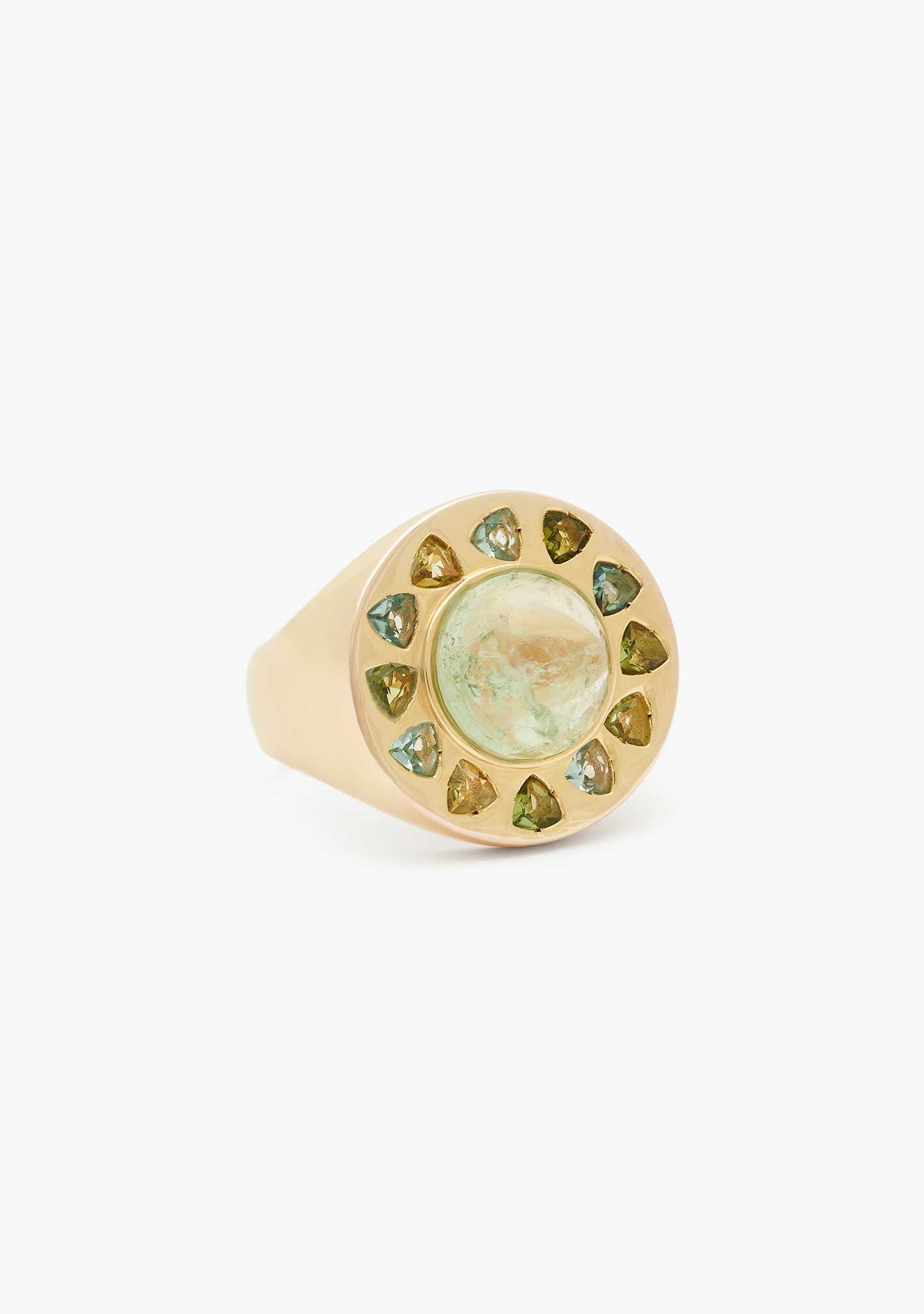 ANEL SOL EM PRATA BANHADO A OURO AMARELO 18KT COM TURMALINA