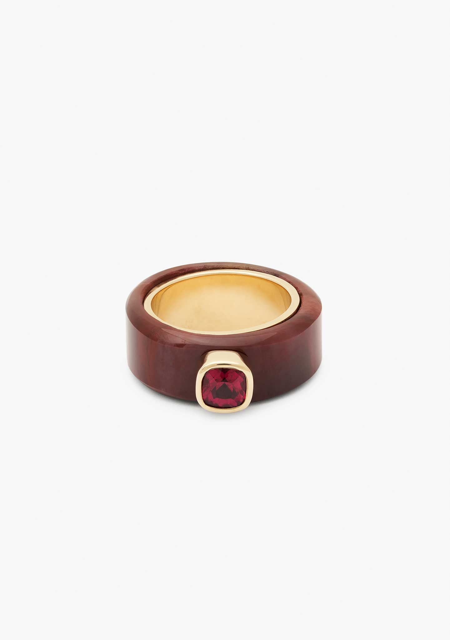 ANEL ROC EM PRATA BANHADO A OURO AMARELO 18 KT VERMELHO 